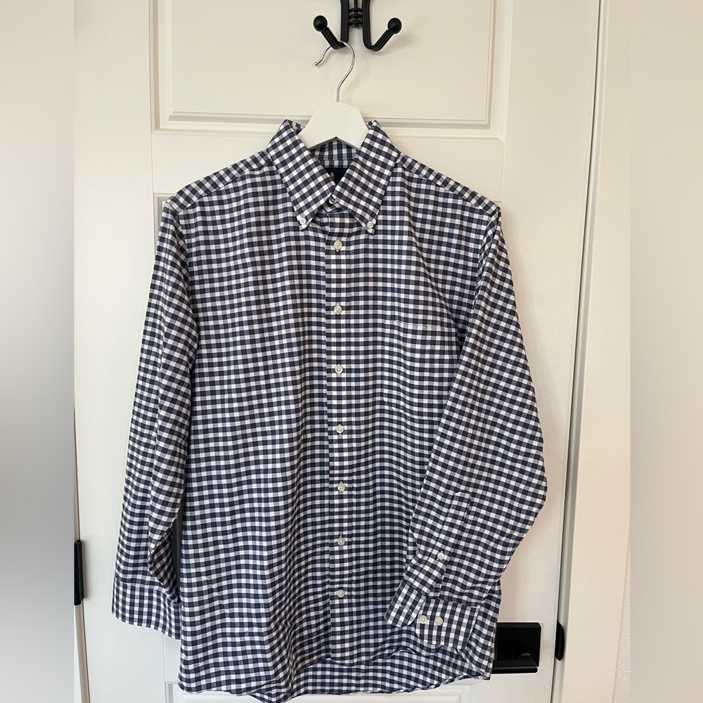 Stafford Navy Patterned Long Sleeve Button Down Men’s Fitted 15 1/2 32/33